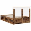 vidaXL Rám postele Staré drevo 135 x 190 cm Masívne borovicové drevo