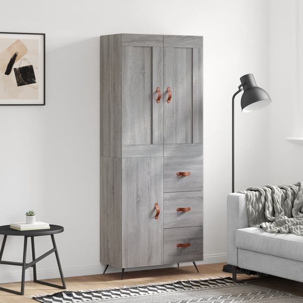 vidaXL Vysoká skrinka sivý dub sonoma 69,5x34x180 cm spracované drevo