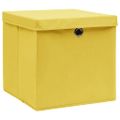 vidaXL Úložné boxy s vekom 4 ks, 28x28x28 cm, žlté