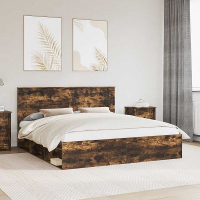 vidaXL Rám postele Dymová dub 180 x 200 cm Masívne borovicové drevo