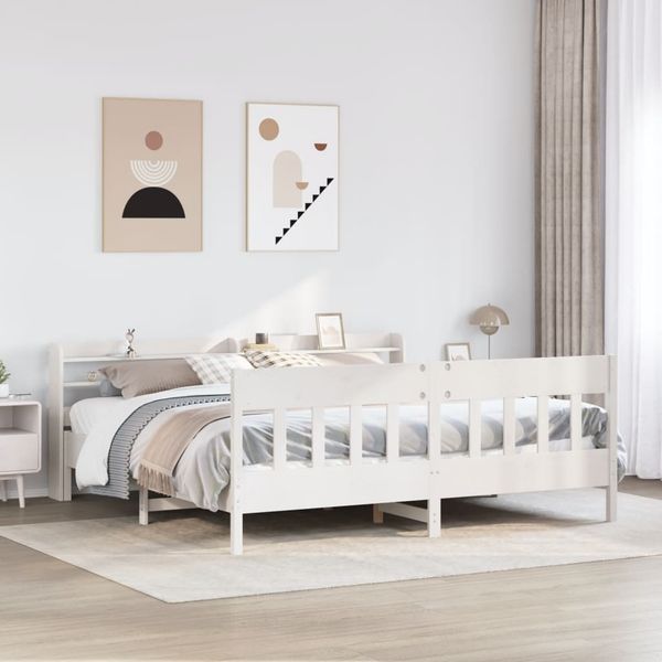 vidaXL Posteľ bez matraca biela 180x200 cm masívna borovica
