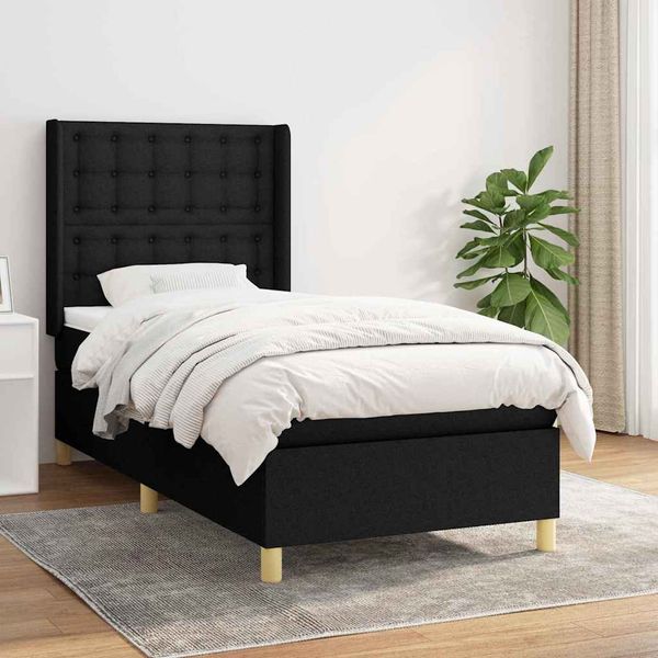 vidaXL Boxspring posteľ s matracom čierna 100x200 cm látka