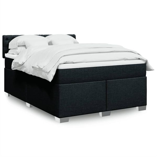 vidaXL Posteľný rám boxspring s matracom čierny 160x200 cm látka
