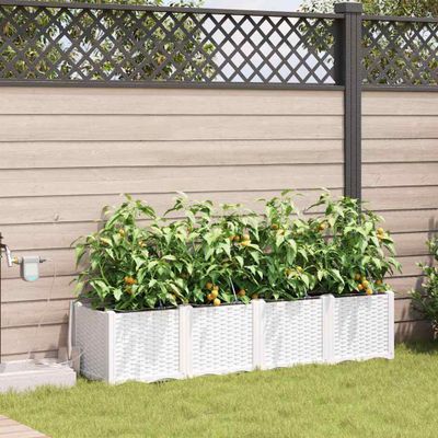 vidaXL Záhradný kvetináč 4 pcs Biely 160 x 40 x 37,5 cm Plast