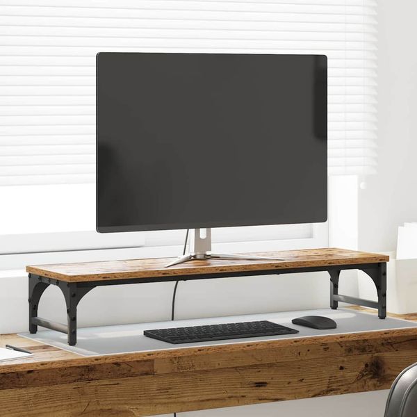 vidaXL Stojan na monitor Staré drevo 85 x 23 x 15,5 cm