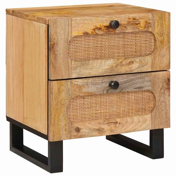 vidaXL Nočný stolík Prírodná 40 x 33 x 46 cm Masívne mango drevo
