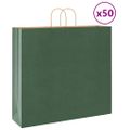 vidaXL Papierové tašky 50 ks s rúčkami, zelené, 54x15x49 cm