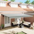 vidaXL Rám markízy Zelená a biela 500 × 300 cm Polyester s PU povrchom
