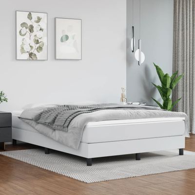 vidaXL Posteľný rám s boxspringom biely 140x200 cm umelá koža