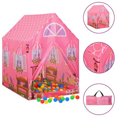 vidaXL Detský stan na hranie s 250 loptičkami ružový 69x94x104 cm