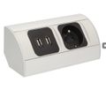 Povrchová zásuvka ORNO OR-AE-1310, 1x 230V, 2x USB nabíjacia, strieborná farba Povrchová zásuvka ORNO OR-AE-1310, 1x 230V, 2x USB nabíjací, strieborná farba