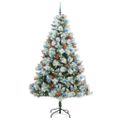 vidaXL Umelý vianočný stromček Zelená a biela 240 cm PVC, kov a plast