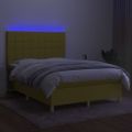 vidaXL Posteľ boxsping s matracom a LED zelená 140x190 cm látka