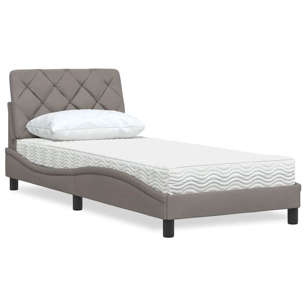 vidaXL Posteľ s matracom sivohnedá 90x190 cm látka