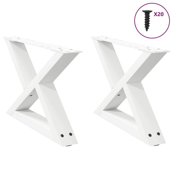 vidaXL Nohy konferenčného stolíka 2 ks biele 60x(30-31,3) cm oceľové