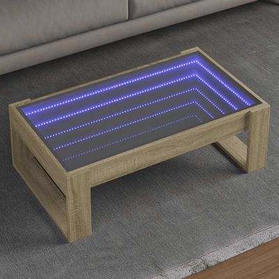 vidaXL Konferenčný stolík s nekonečnými LED dub sonoma 90x53x30 cm