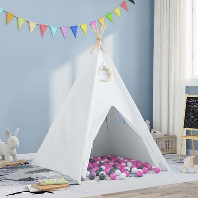 vidaXL Teepee stan Biela 120 x 120 x 150 cm Textil a plast