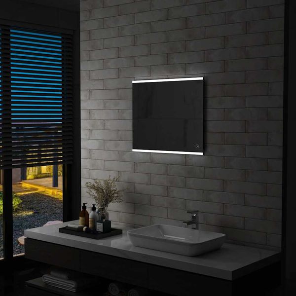 vidaXL Kúpeľňové nástenné zrkadlo s LED a dotykovým senzorom 60x50 cm