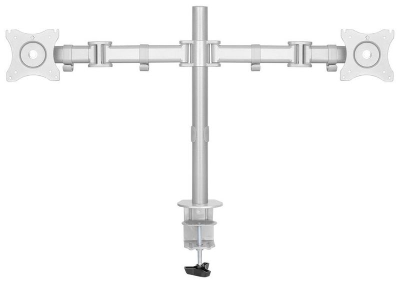 Neomounts Select NM-D135DSILVER/Držák displeje/na stůl/10-27"/svorka+průchodka/VESA 100X100/nosn. 2x 8kg/2 disp/stříbrn Držák, VESA, stolní, pro 2 ploché monitory, úhloprícka 10"-27", náklon 90°, otácení 180°, rotace 360°, nosnost 16kg, stríbrný