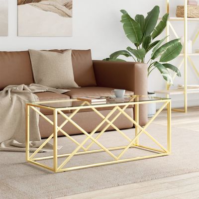 vidaXL Konferenčný stolík 110x45x45 cm nehrdzavejúca oceľ a sklo