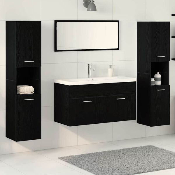 vidaXL Sada kúpeľňového nábytku 4 pcs Čierny dub Kompozitné drevo