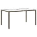 vidaXL Záhradný stôl 150x90x75 cm tvrdené sklo a polyratan sivý