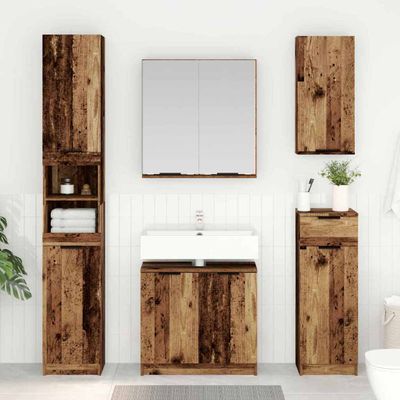 vidaXL Set kabinetov do kúpeľne 3 pcs Staré drevo Kompozitné drevo