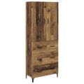 vidaXL Highboard Staré drevo 69,5 x 34 x 180 cm Kompozitné drevo