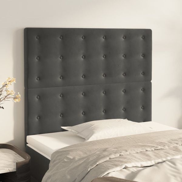 vidaXL Čelo postele tmavosivé 90x5x118/128 cm zamatové