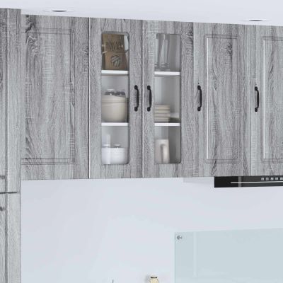 vidaXL Nástenný sklenený kabinet PORTO Sivý Sonoma 60 x 31 x 80 cm