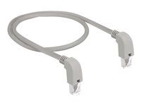 Patch kábel - RJ-45 (M) zahnutie nadol do RJ-45 (M) zahnutie nadol - 50 cm - 0,56 cm - SF/UTP - CAT 5e - neobsahuje halogén, lisovaný, lícna - šedá