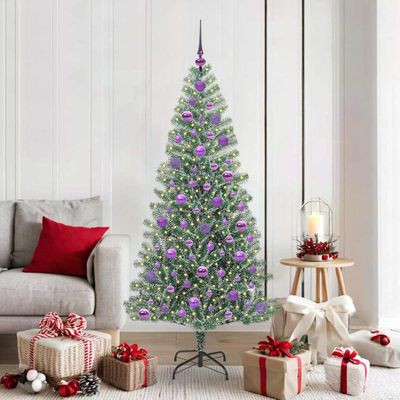 vidaXL Umelý vianočný stromček, snehom obalený, s LED svetlom 180 cm