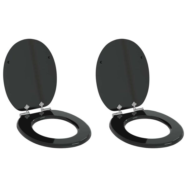 vidaXL Sedenie na toaletu s tichým zatváraním 2 pcs Čierny 44 x 38 cm