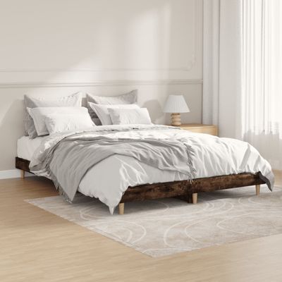 vidaXL Posteľný rám dymový dub 135x190 cm kompozitné drevo
