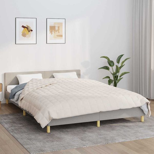 vidaXL Záťažová prikrývka bledokrémová 200x225 cm 13 kg látka