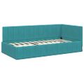 vidaXL Rohový rám postele Tyrkysová 100 cm x 200 cm Zamat