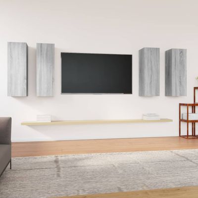 vidaXL TV skrinky 4 ks sivé sonoma 30,5x30x90 cm spracované drevo