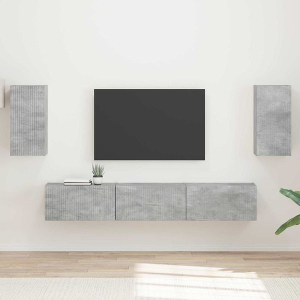 vidaXL Zostava TV skriniek 5 pcs Betónová šedá Kompozitné drevo