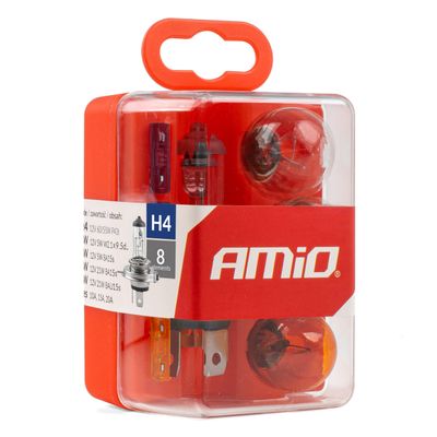 Sada žiaroviek a automobilových poistiek 8 ks H4 AMIO-01496