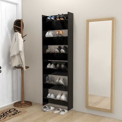vidaXL Nástenné skrinky na topánky 2 ks, čierne 60x18x90 cm
