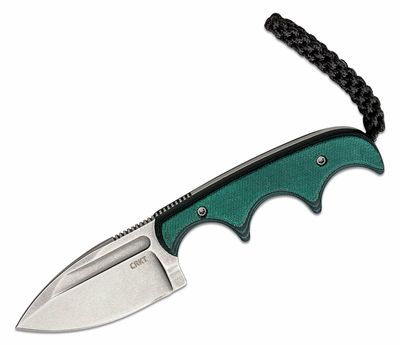 CRKT CR-2396 Minimalist® Spear Point nôž na krk 5,5 cm, Stonewash, zeleno-čierna, Micarta, puzdro