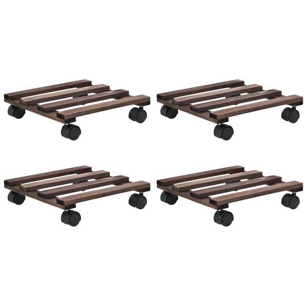 vidaXL Podstavec pod kvetináč na kolieskach 4 ks 25x25 cm cédrové drevo