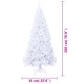 vidaXL Umelý vianočný stromček s hustým ihličím, biely 180 cm, PVC