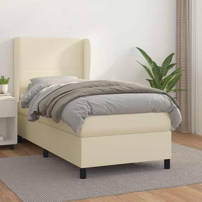 vidaXL Boxspring posteľ s matracom krémová 100x200 cm umelá koža