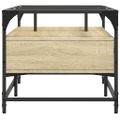 vidaXL Konferenčný stolík sklenená doska dub sonoma 98,5x50x45 cm oceľ