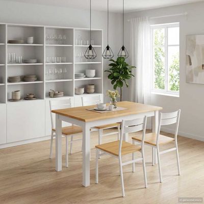 VidaXL Jedálenský stôl EKAI Biela 112 x 70 x 76,5 cm Borovicový masív