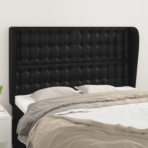 vidaXL Čelo postele so záhybmi čierne 147x23x118/128 cm umelá koža