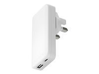 Sieťový adaptér - 65 Watt - 3.25 A - 2 výstupné konektory (USB-C, USB) - biela