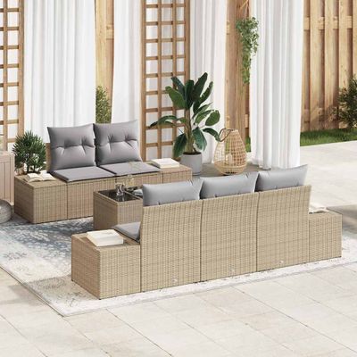 vidaXL Súprava záhradných pohoviek 6 pcs Béžová a šedá polyratan
