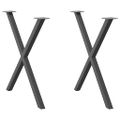 vidaXL Nohy k jedálenskému stolu v tvare X, 2 ks, antracitové, 70 x (72-73) cm, oceľ